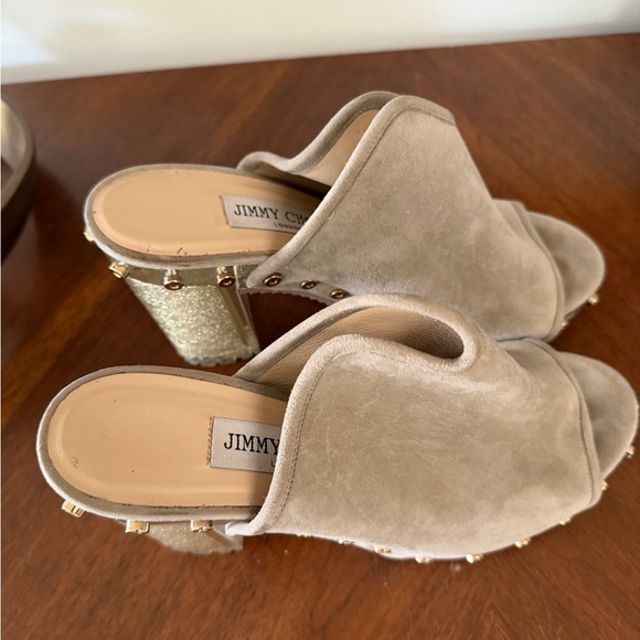Jimmy Choo Taupe Suede Mules - Picture 3 of 6